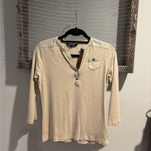 Ralph Lauren Cream 3/4 Sleeve Tee